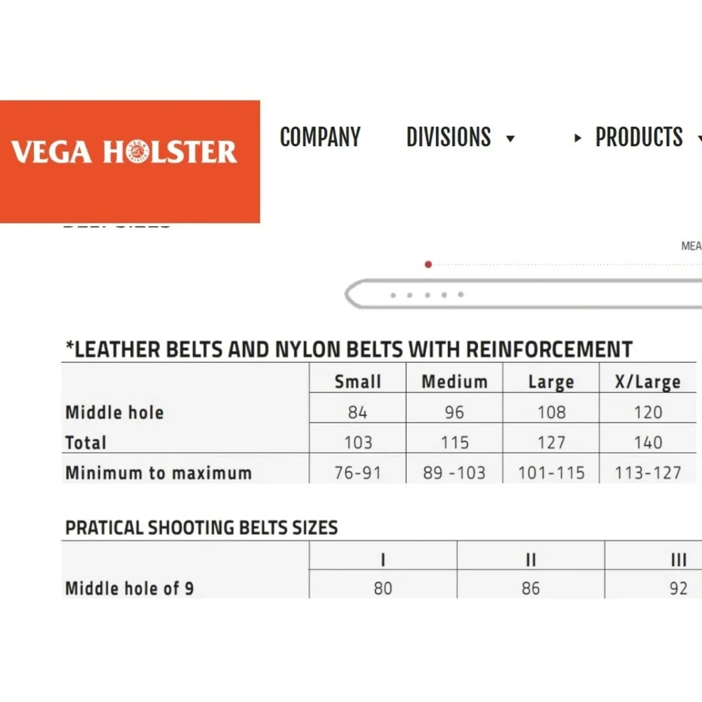 Vega Holsters Black Leather‎ Belt Made in Italy Brass Buckle